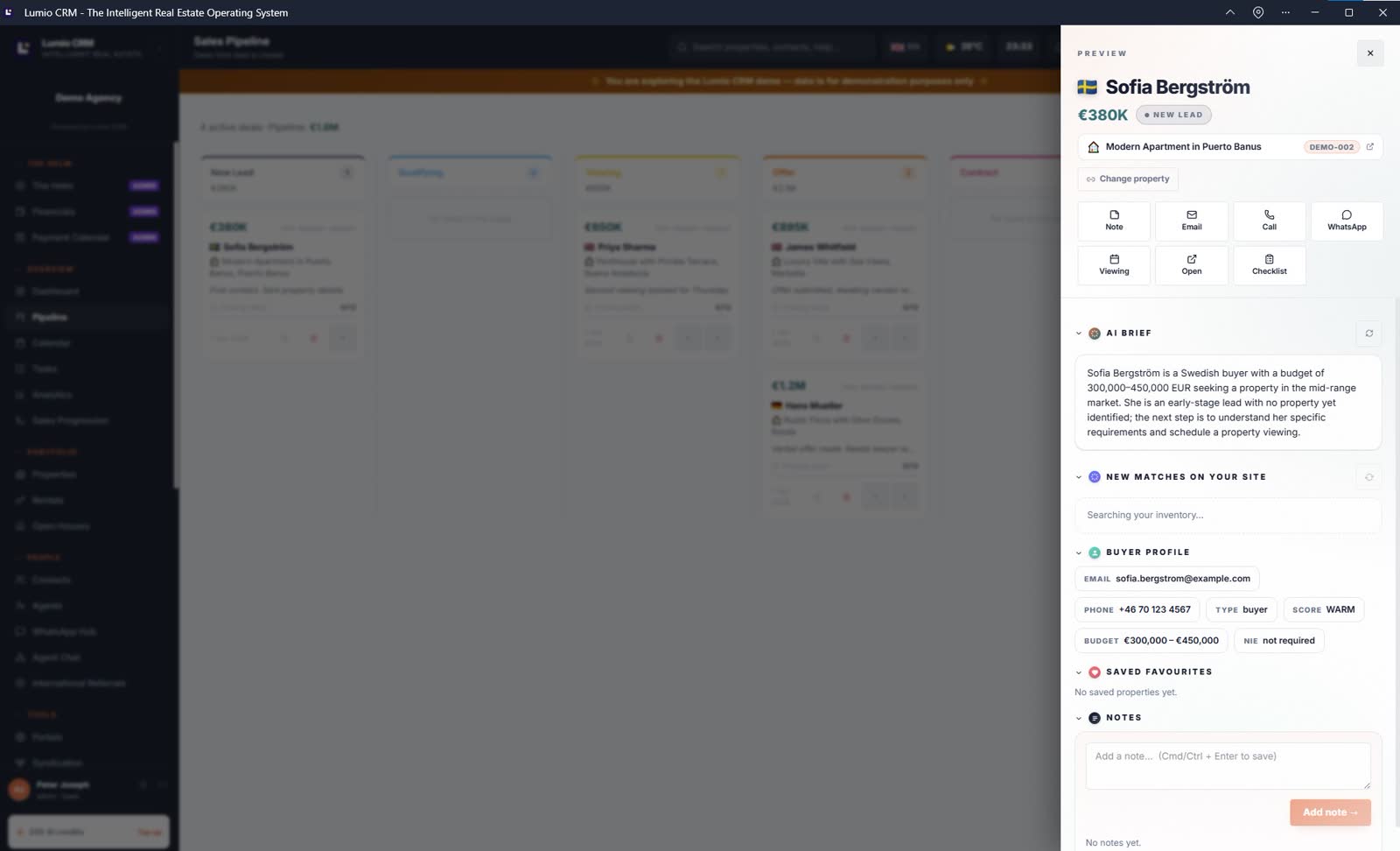 AI brief on a qualified lead in the CRM